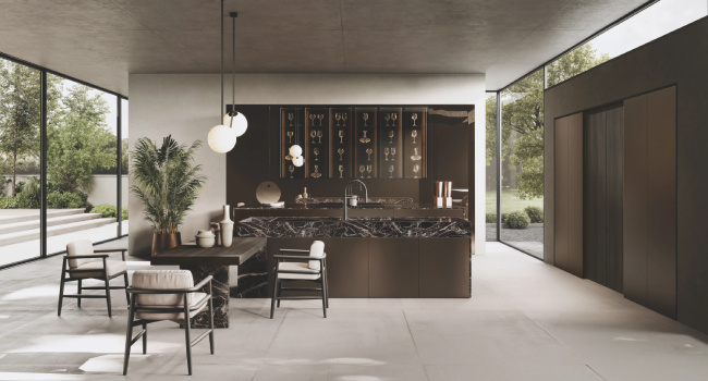 Modern Italian Aluminum Tech Kitchen Bluna