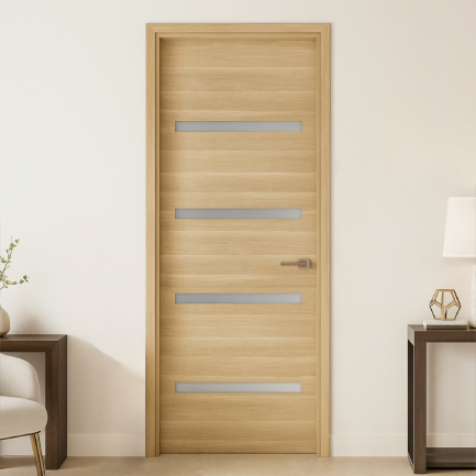 Solid Interior Wood Door White Oak Urban Vetro 3'-0" x 8'-0" Pre-Hung Right